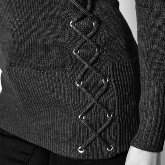 Venus side lace-up shawl collar sweater tunic green or gray in separate listing - Picture 3 of 5